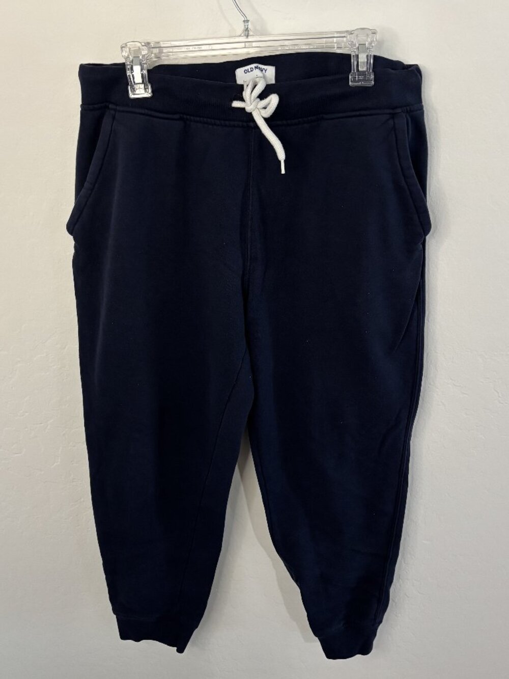 Old Navy Navy Blue Fleece Drawstring Cropped Jogger Pants | Size L